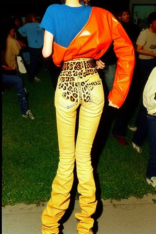 year 1996 denim fashion. Loose, baggy, low waist Combat pants and t-shirt. Colors: denim blue, blue, purple, cream, khaki, light green, lilac, plum, orange, terracotta, red, light yellow, lion yellow, pink, dark blue, beige. leopard, Cheetah, wide belt. Latex in small part. Kylie Minogue, Tyra Banks. leg warmer. Cargo pants.