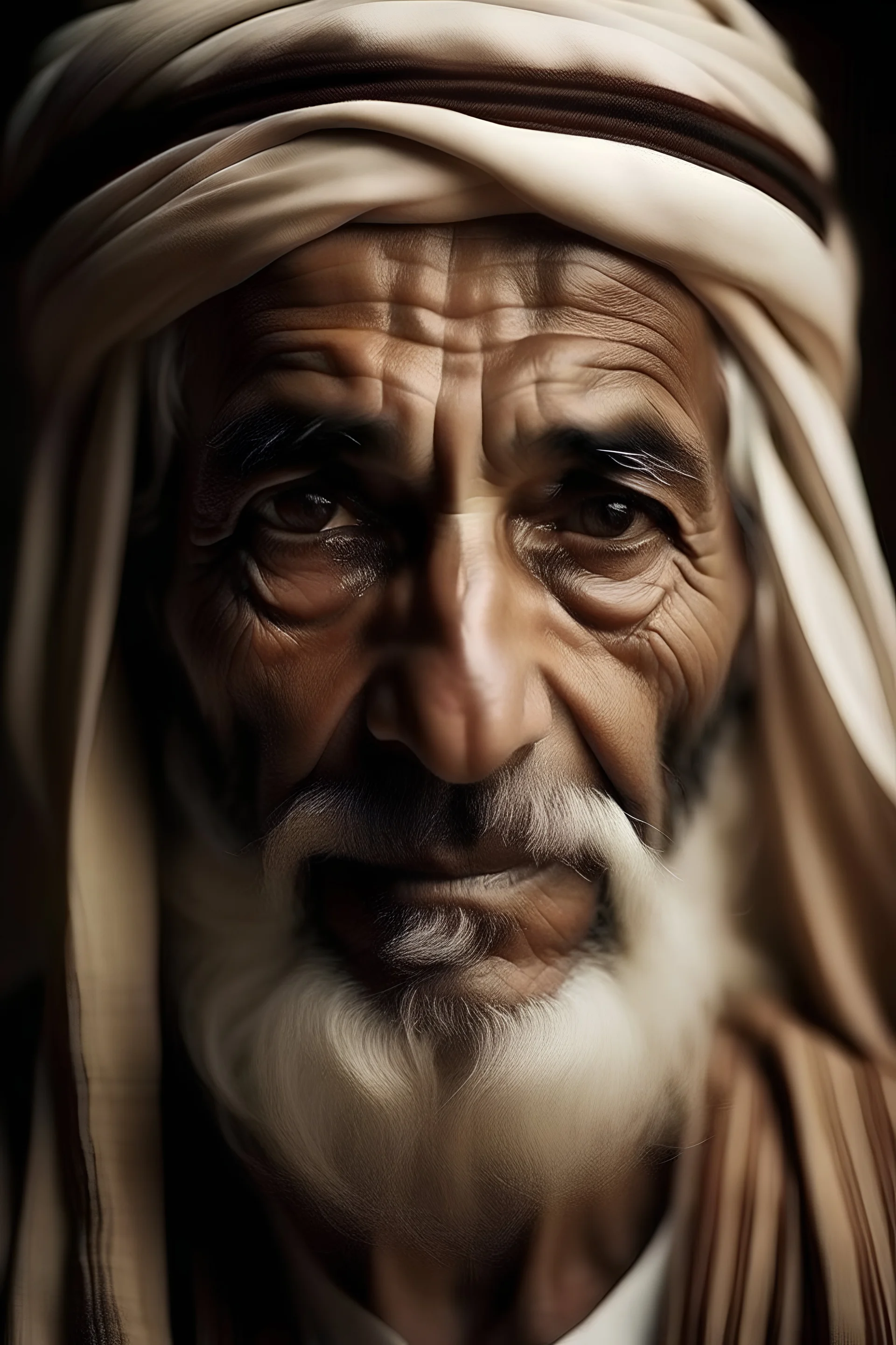 I want a picture of an old Arab sheikh with indiscernible facial features.