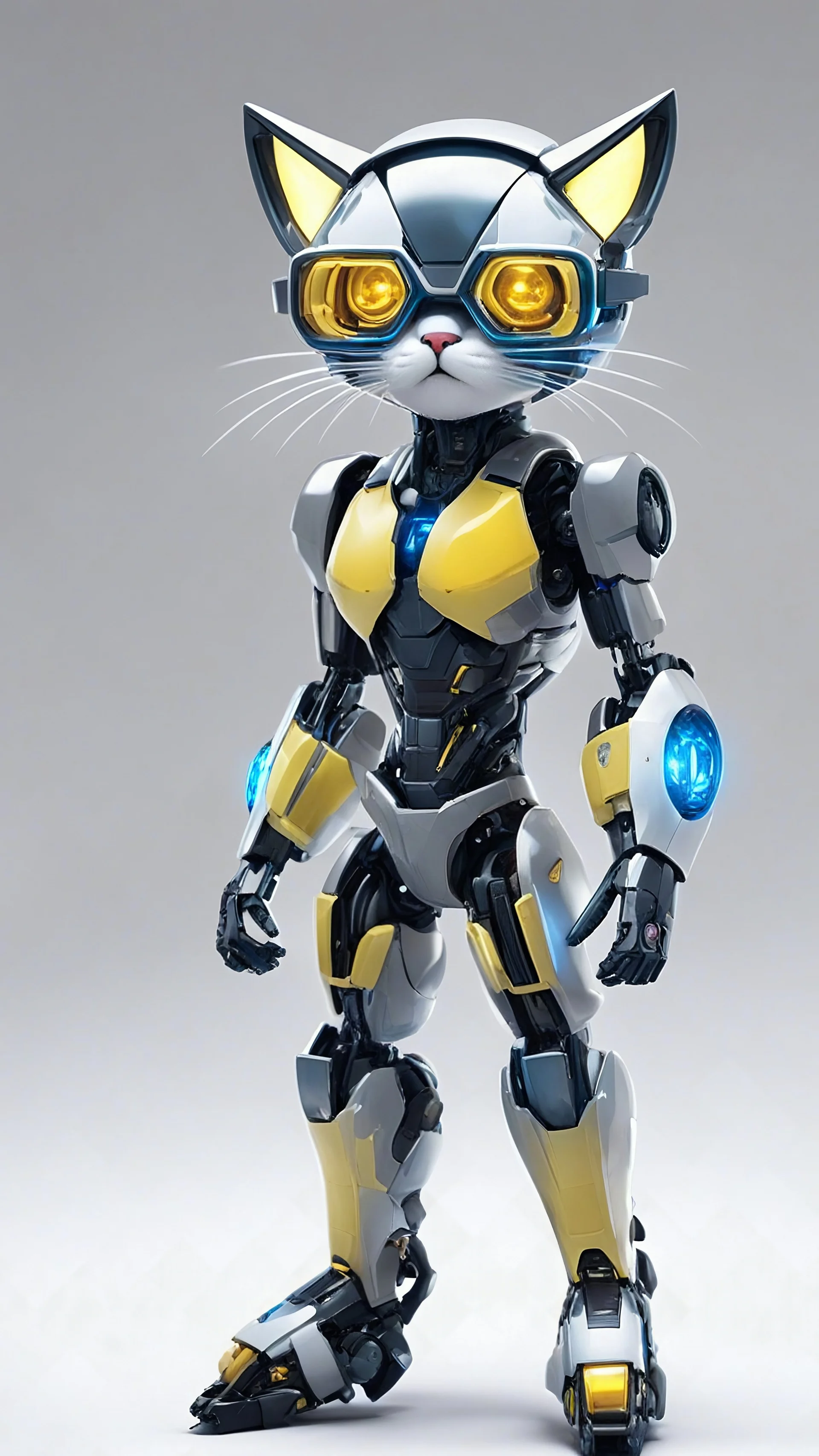 (robotic cat humanoid form inspired wolverine,logo on tie , wolverine armour full body ,: 1.3), ((blind box toy style:1.3)), (full body shot), a cute transparent robot cat, Transparent Mech, Exquisite Helmet cat :1.2, Glasses:1.2, Cyberpunk, dreamy glow , bright neon lights, clean, white background, (global illumination, ray traching, HDR, unrealistic render, reasonable design, high detail, master part, best quality, hyper HD, cinematic lighting)