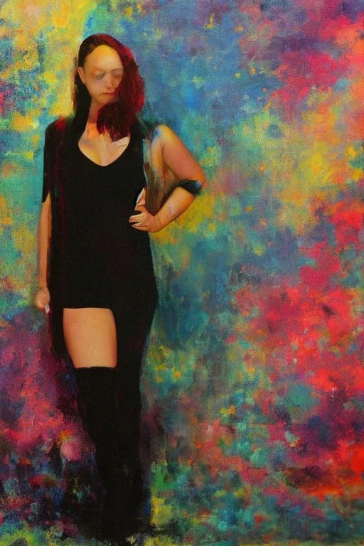 Full body portrait, painting, medium shot lady SecondWaveEmo