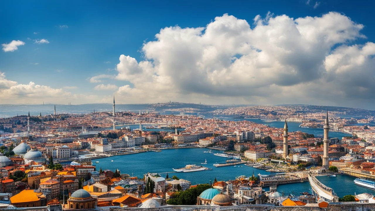 desktop wallpaper ,istanbul turkey city sight seeing famous places ,blue sky nice clouds,