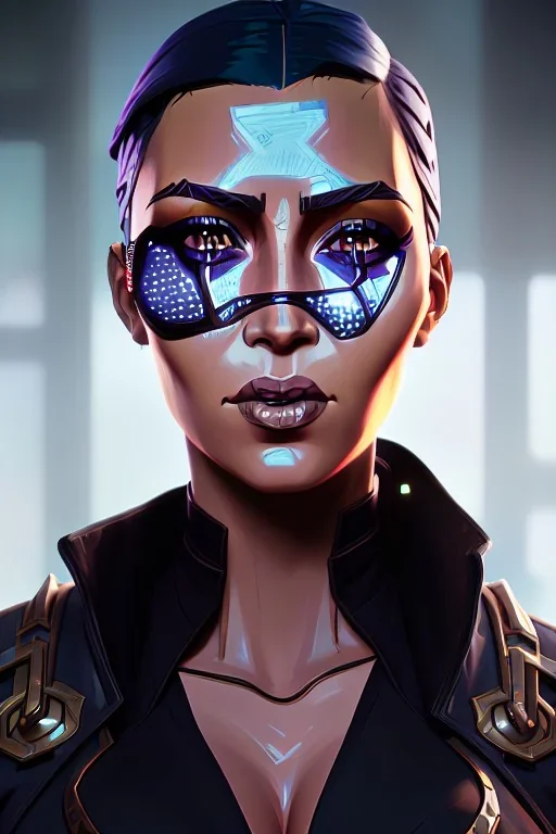 portrait,beautiful kim kardashian, post-apocalyptic in a cyberpunk city, realistic, intriacte detail, sci-fi fantasy style, volumetric lighting, particales,highly detailed,cinamatic, deep colours,8k