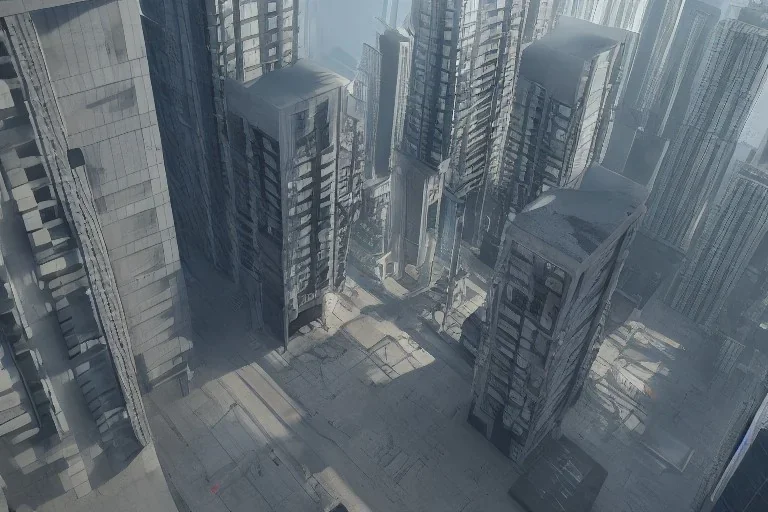 Compact high rise city, atmospheric, realistic, unreal engine, cinematic lighting, octane render.