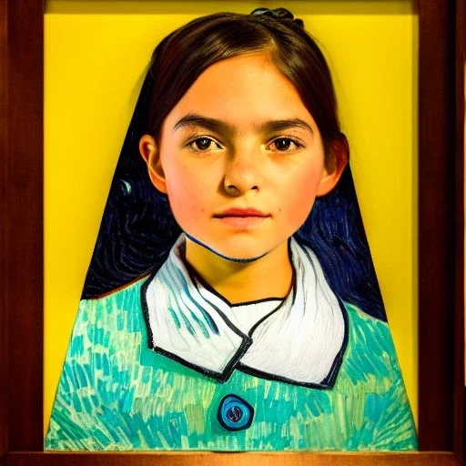 Retrato de un niña muy guapa de 10 años de nombre Eira Santiago Arnau de estilo Vincent van Gogh