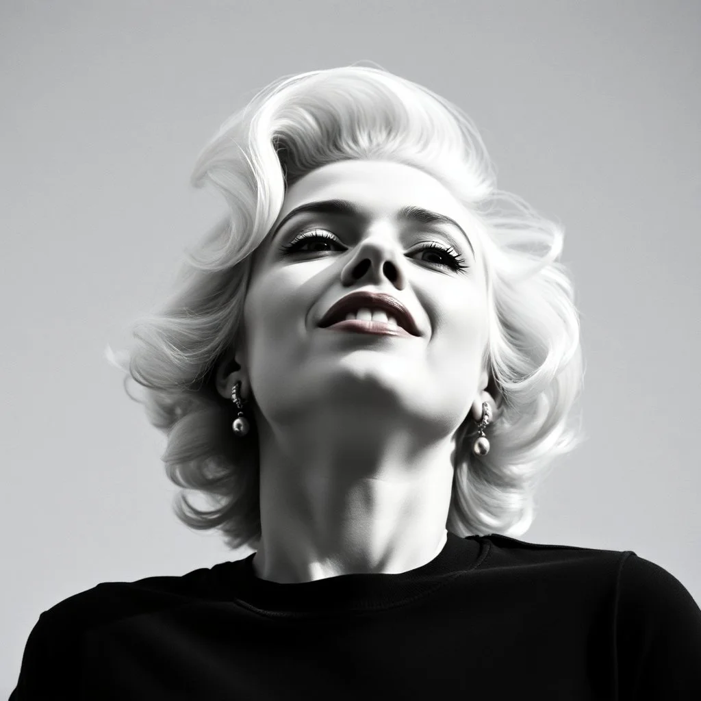 Marilyn monroe in a t-shirt, low angle photograph