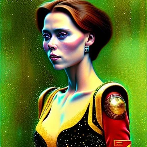 Retrato al oleo de cuerpo entero de Natasha Romanov bella al estilo de Gustav Klimt