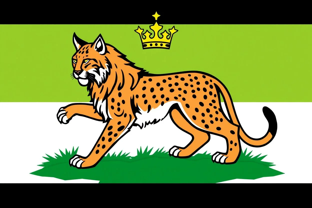 a lynx in a royal lion position like on flags or crests, vector