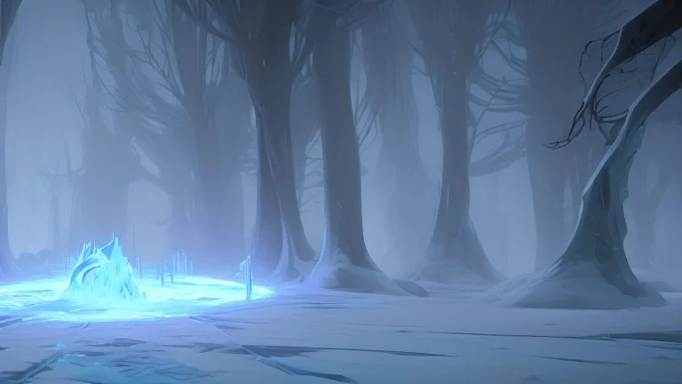 This area is a graveyard where creatures that have died from extreme cold. Each creature is encased in a thick coat of ice, preserving its remains.