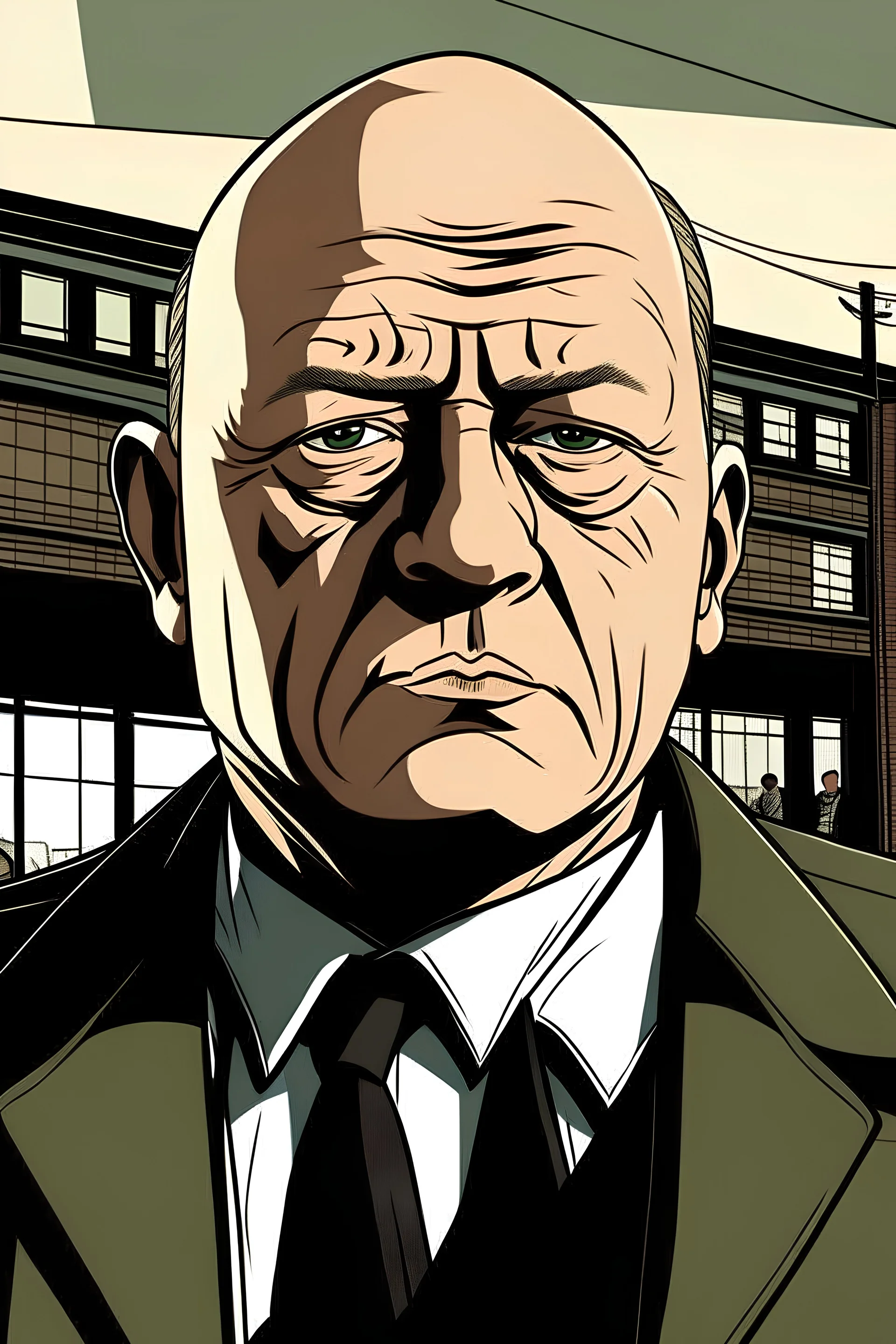 Winston Churchil, create a Gta Vector Comic style scene