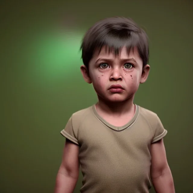 Rambo toddler, full body, dramatic lighting, hyper realistic