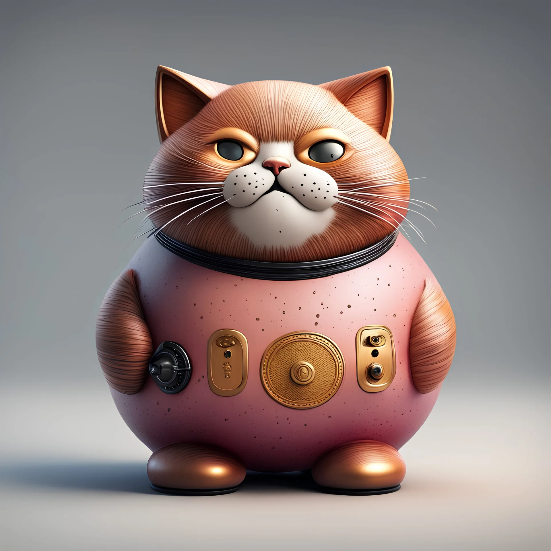 a whimsical adorable toy coin safe which is shaped like a fat cat, complex contrast, realistic, concept art