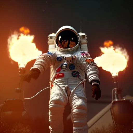 astronaut burning barbecue unreal engine 5, octan render