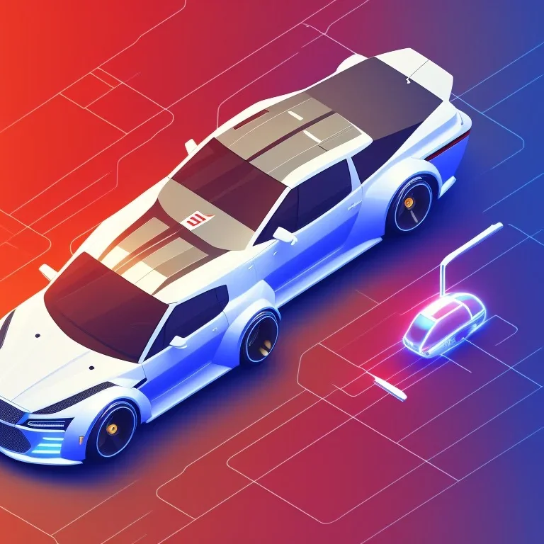 isometric illustration of a futuristic car