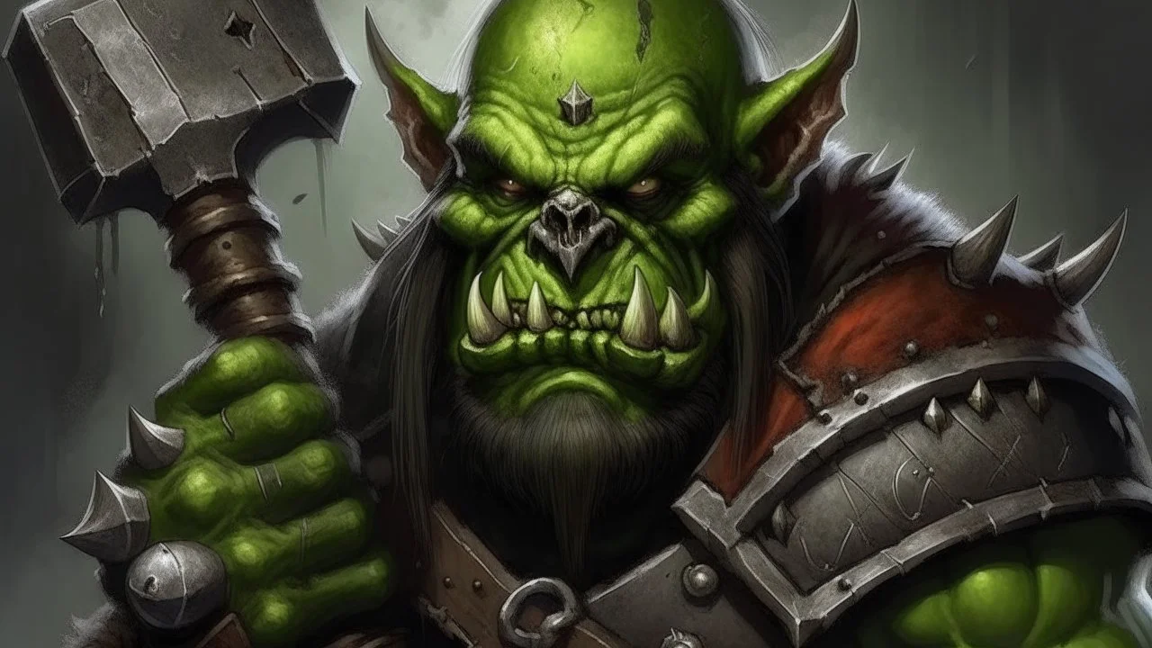 ork mit axt der grün leuchten augen hat