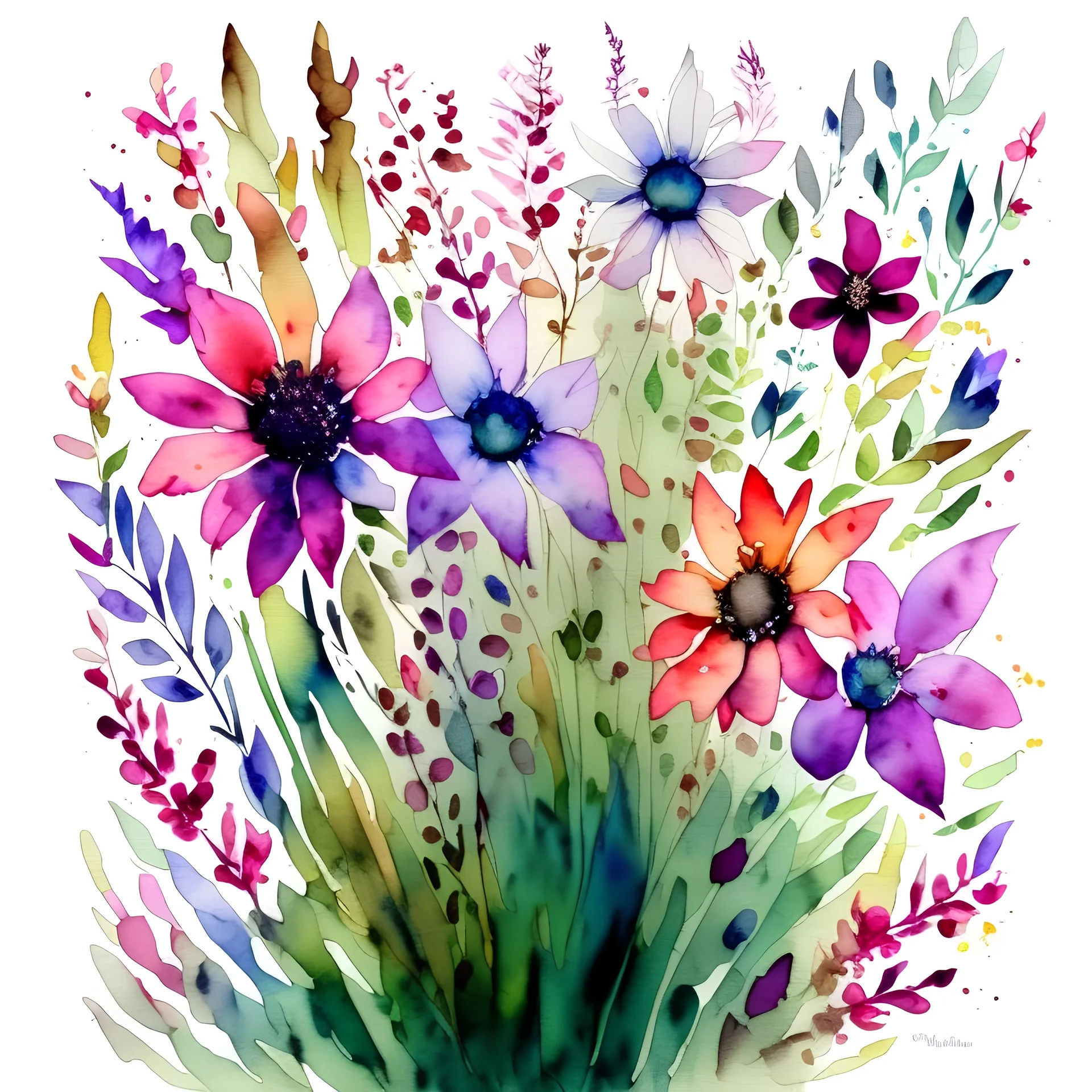 Watercolor wildflowers