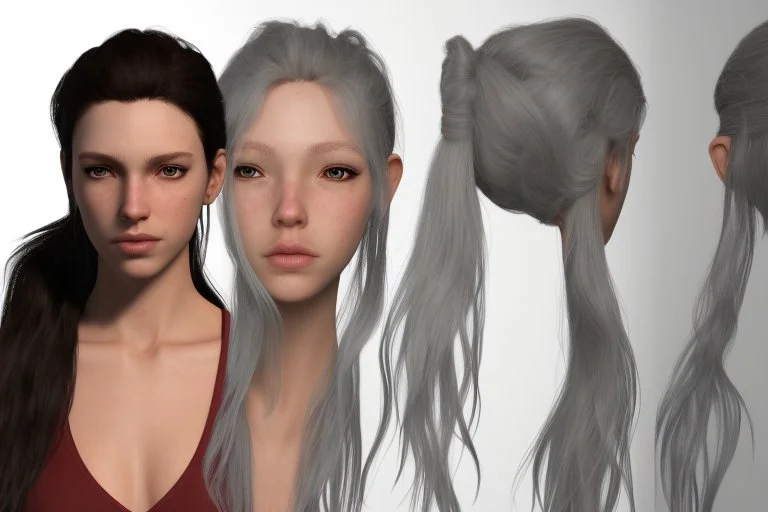 Female character 19 years Proportions of the character the head-to-body ratio . Create a distinctive silhouette that helps the character stand out and be easily recognizable Design the character's face, including the shape of the head, eyes, eyebrows, nose, mouth, and ears. Consider the character's personality, age, and any unique that set them apart depth and visual interest. Front, Side, and Back Views: Provide multiple views of the character, including front, side, and back mode sheet .
