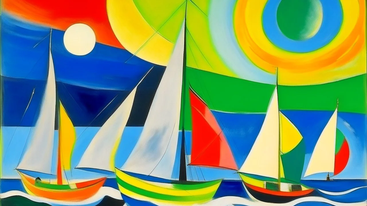 White pirate ships flying in the sky painted by Alexej von Jawlensky