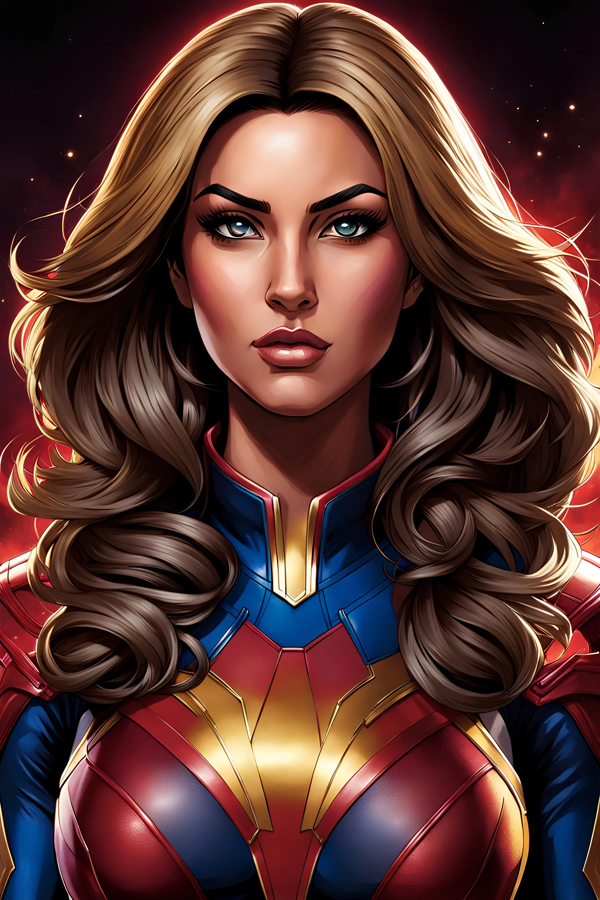 Highly detailed portrait of Kamila Kahn Ms. Marvel, by Bryan Lee O'Malley, inspired by Mass Effect