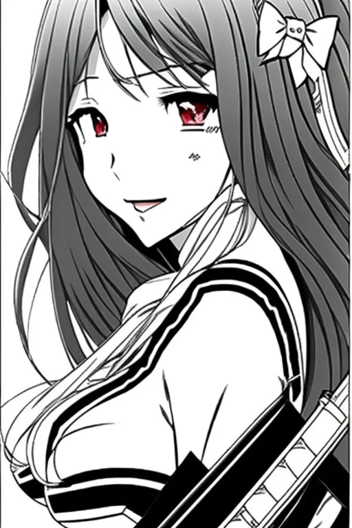 Yui Hatano as drawn by Akira Hiramoto, black and white