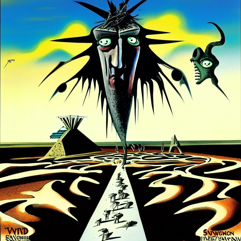 Unsettling, zero Sorrow, One Slip Momentary Lapse of Reason, Pink Floyd movie poster, by Gerald Scarfe and Gene Davis and Phlegm, acid wash mind-bending illustration; asymmetric, dark shines war, sinister