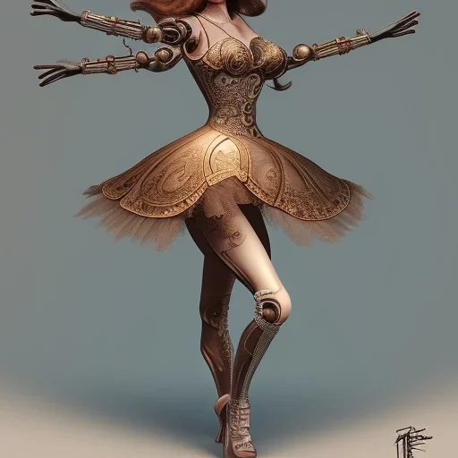 Biomechanical steampunk bailarina