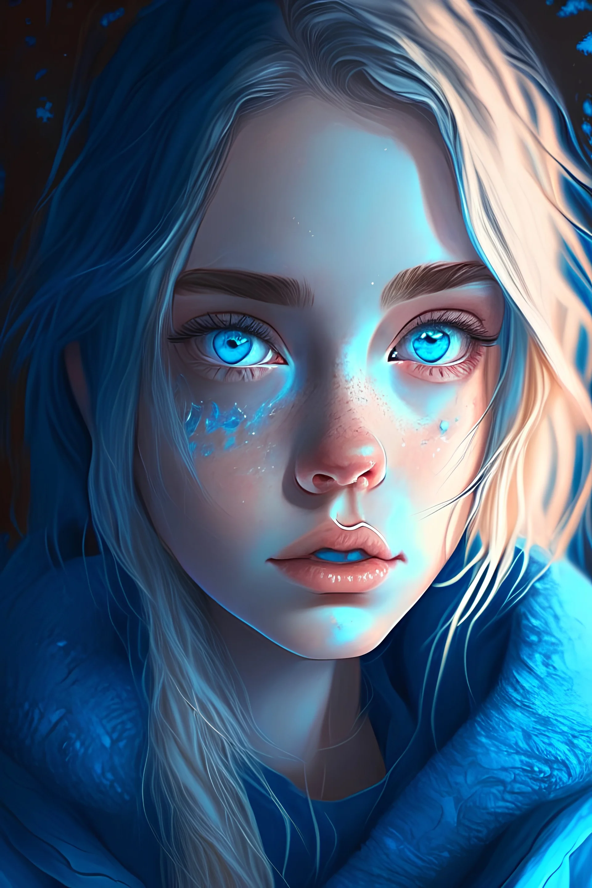 warm and cozy vibes art girl with blue eyes