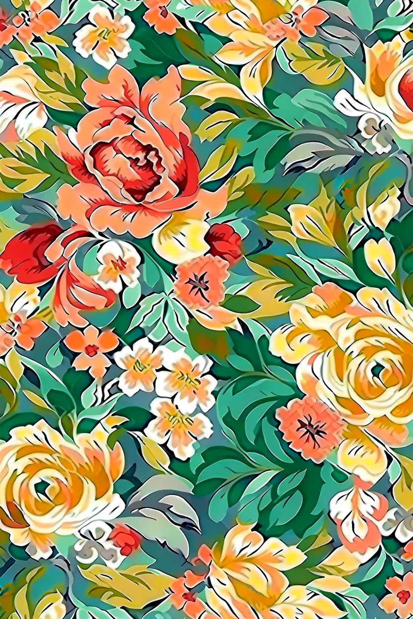 flowers floral pattern in the style of Pierre-Auguste Renoir