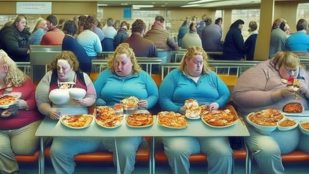 overeaters anonymous members sitting at the buffet service station