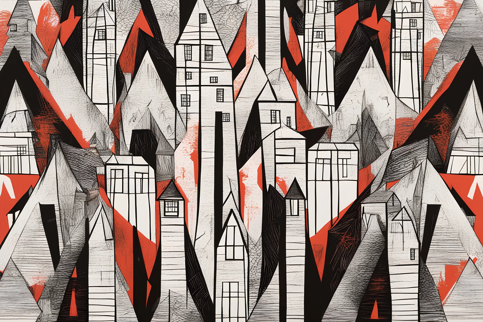 arrow houses in the style of stanley donwood