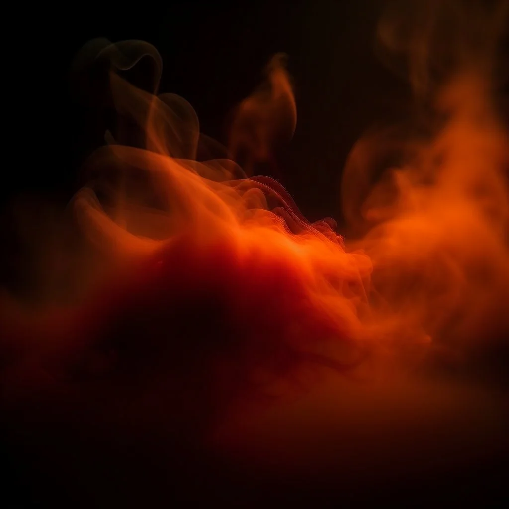 atmospheric deep orange light reflecting through smoke