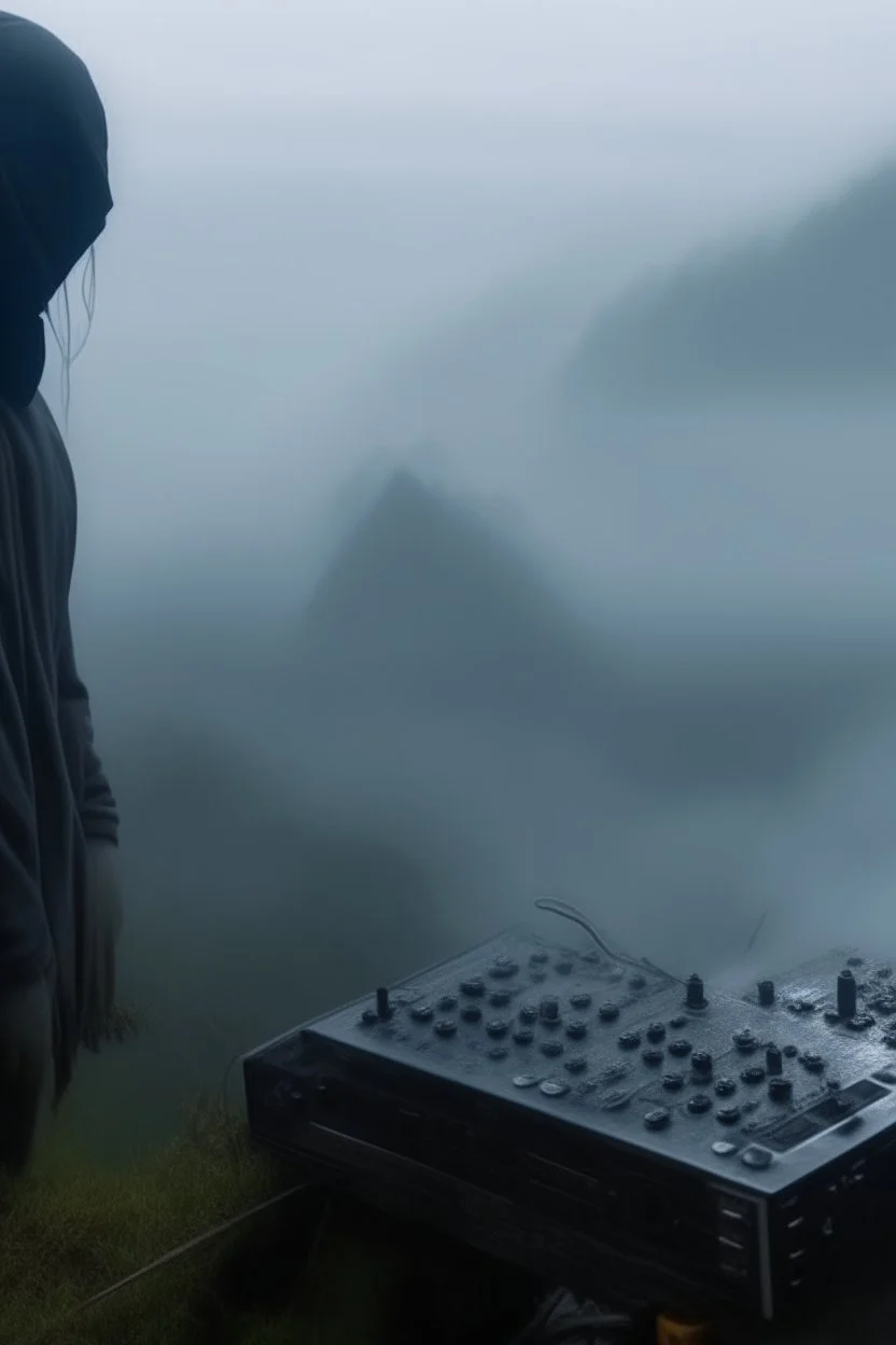 A hooded figure In the fog