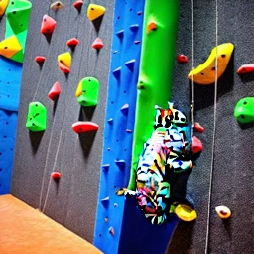 Cat on a climbing wall