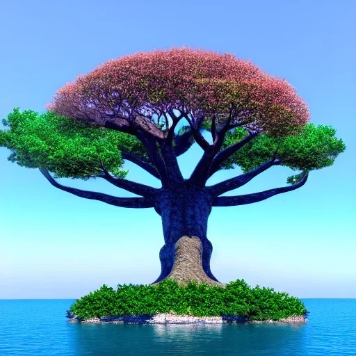 tree of life in the middle of the ocean