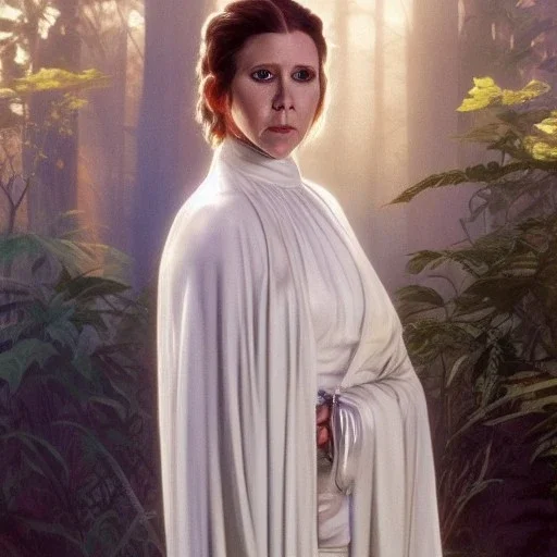 [[extrem stunning photorealistic Carrie Fisher as Princess Leia]] :: [[photorealistic brown eyes, short hair, head and shoulders portrait, 8k resolution photorealistic portrait by Greg Rutkowski, Artgerm, WLOP, Alphonse Mucha, dynamic lighting, hyperdetailed, intricately detailed, triadic colors]]