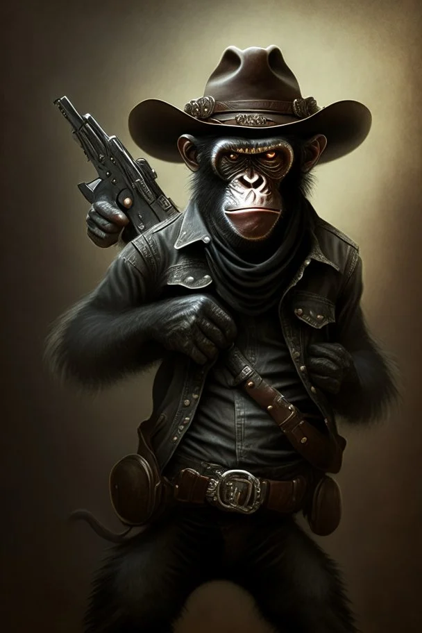 dark monkey cowboy with 2 pistols