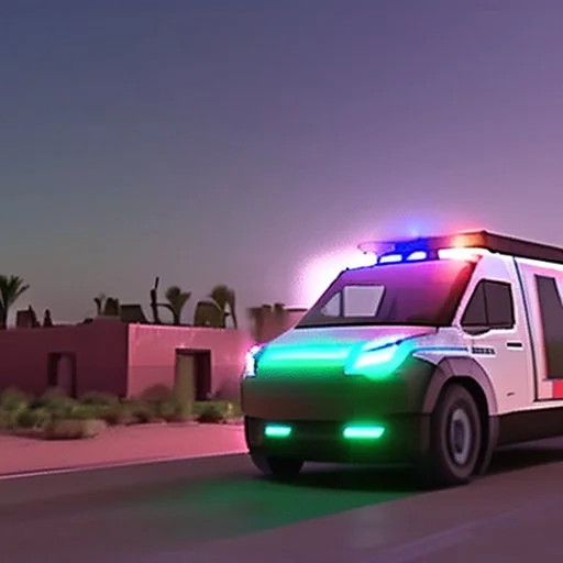 A police Tesla Cybertruck is chasing a Tesla 'Model S Plaid' at top speed, across 'Jemaa el-Fnaa', in Marrakesh. CINEMATIC. WIDE ANGLE LENS.