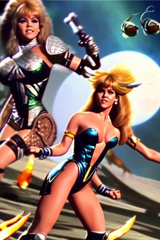 Barbarella in her iconic scenes