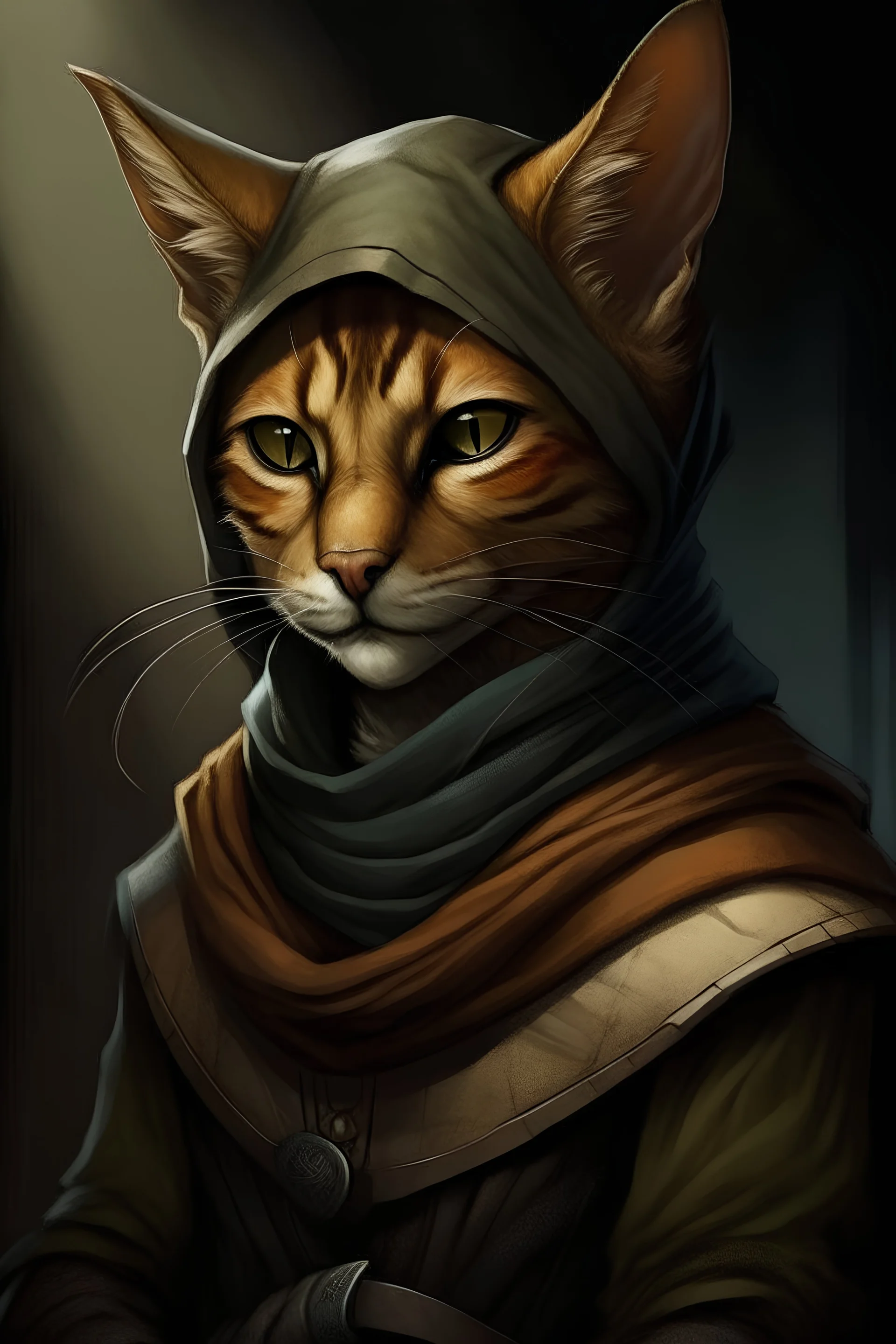 portrait of a Tabaxi female thief in D