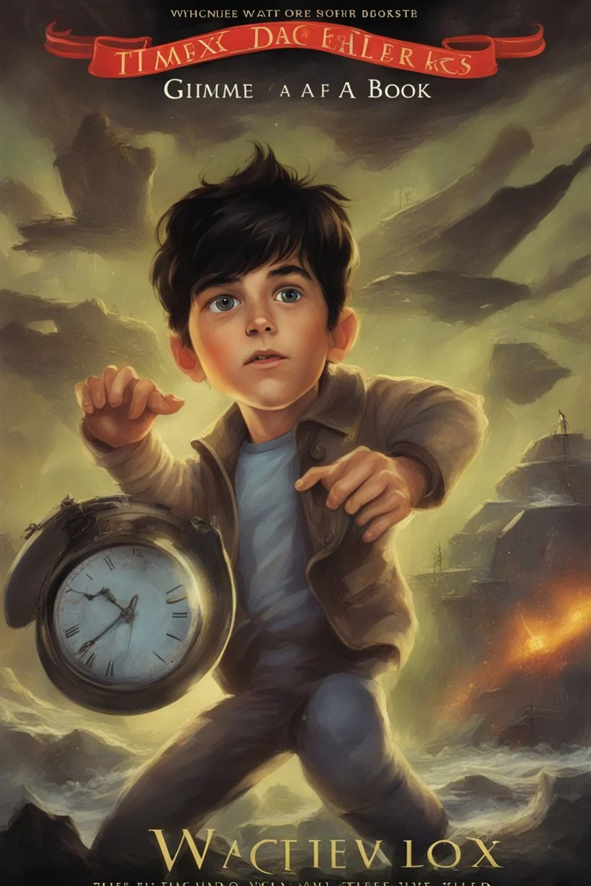 gimme a book cover photo which a boy 11 year old with dark hair has the timex stopped watch on wrist and he is in the dark