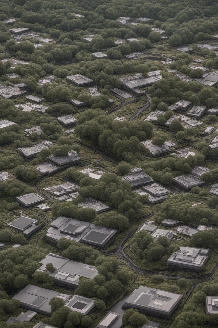 aerial photo of a landscape made up from computer motherboards