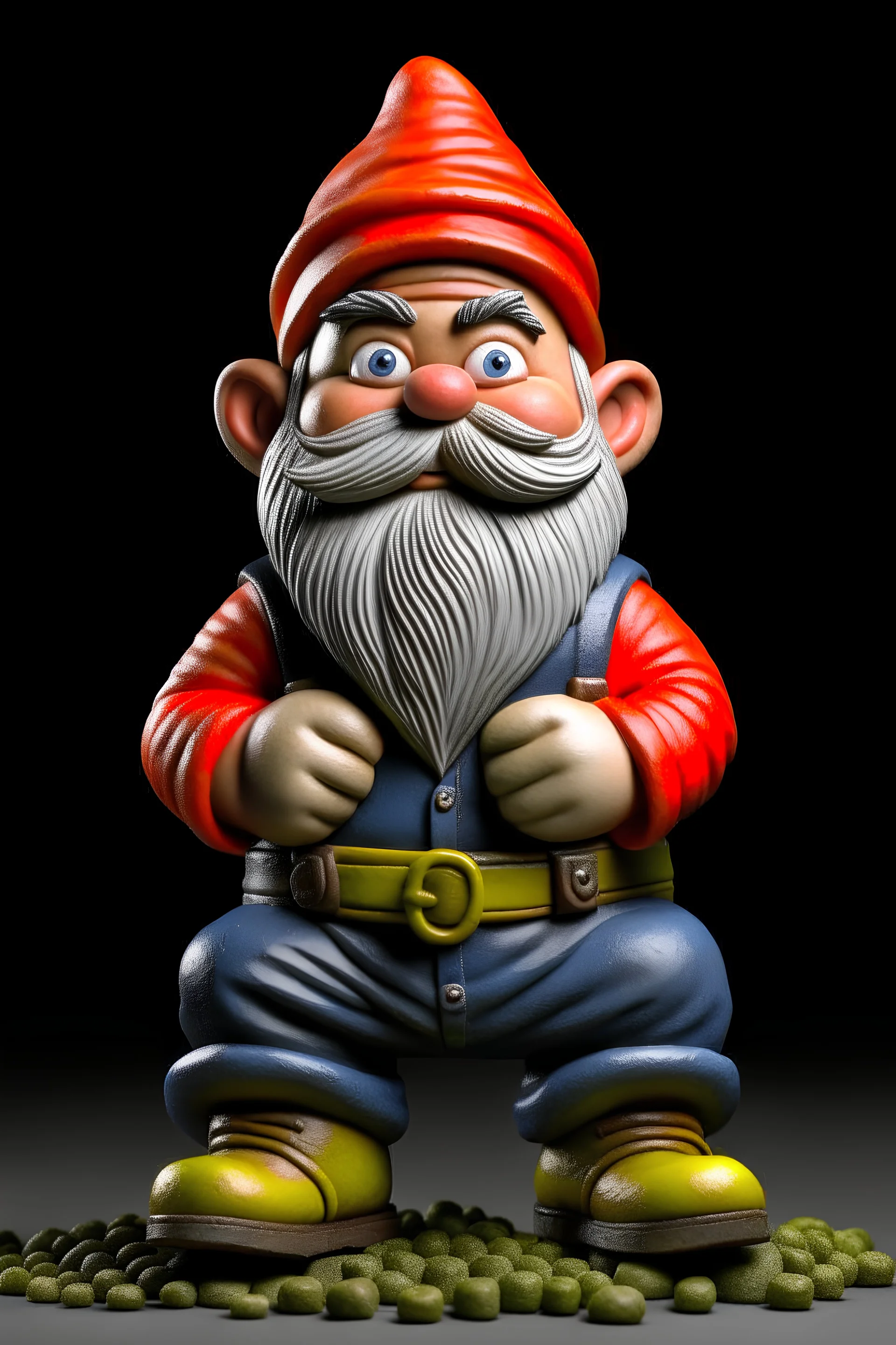 gnome mechanic wearing coveralls