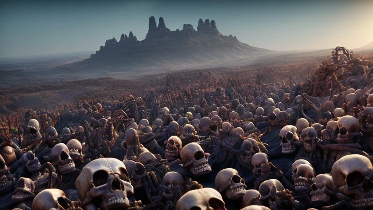 a picture of a dark, comedic, anatomically correct wall of colorful tightly packed stacked skulls of varying sizes and expressions, photo realistic, insanely meticulous, highly detailed, part of a collection of bones on display, 64k, dystopian, vray