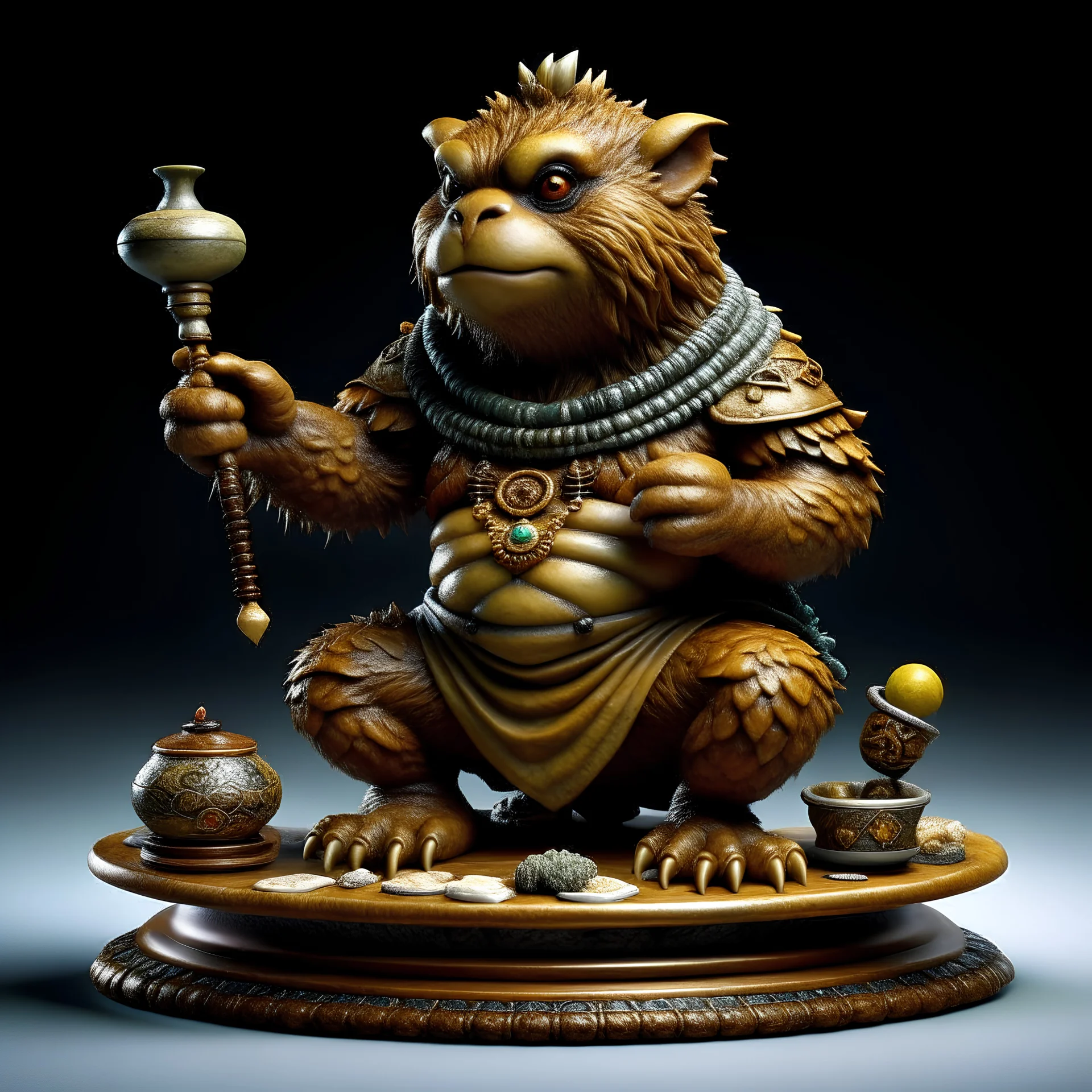 tabletop role-playing miniature of a chinese tiao-tie-creature. full body. concept art hyperrealism