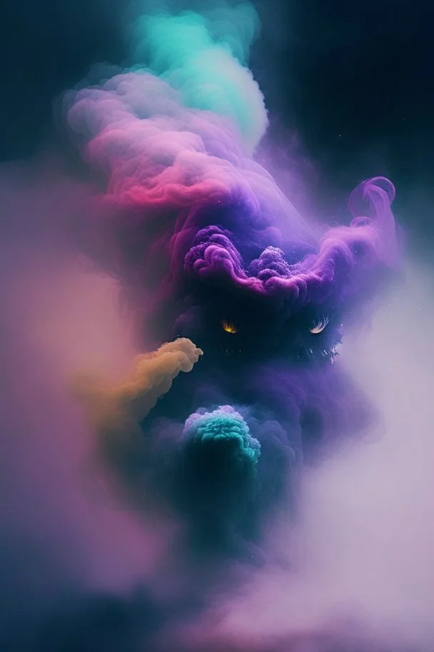 fog and smoke in a shape of a monster and a colour of cosmos