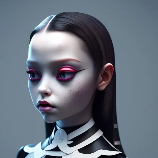 Famous Jenna ortega, wednesday addams make up, wednesday addams black dress, wednesday addams hair, hyper detail, octane render, unreal engine 5, photorealistic, 8k resulation