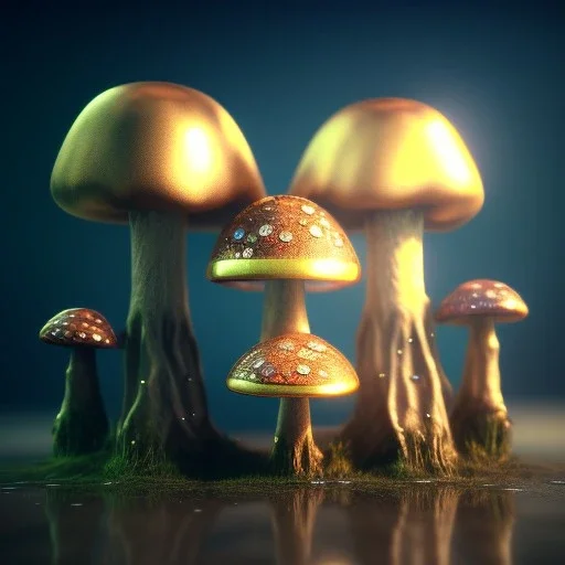 Steampunk crystal mushroom,unreal engine 5, 8k resolution, photorealistic, ultra detailed