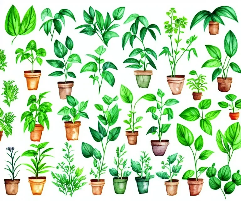 Vector plants and herb set illustration. Watercolor illustration color