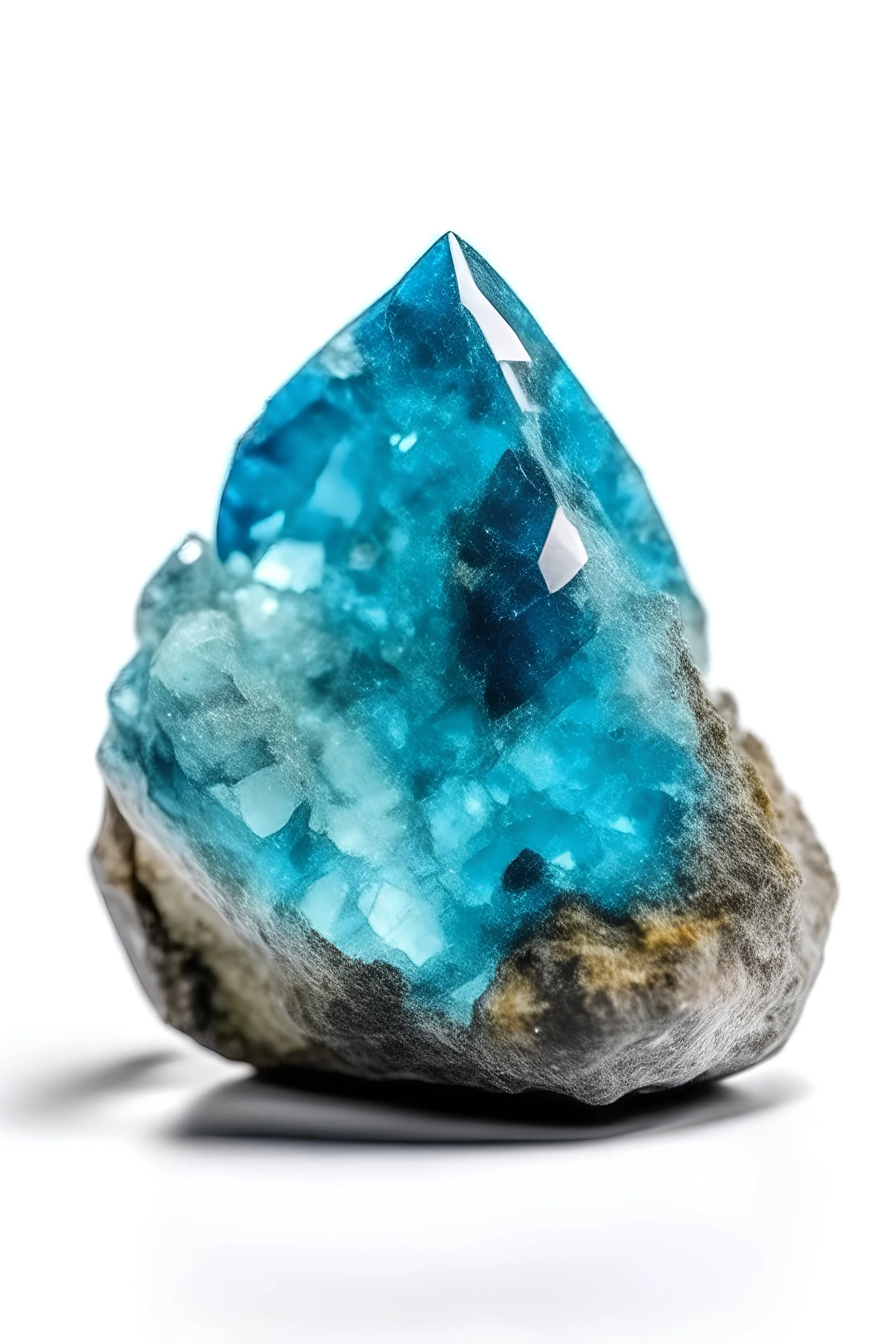 blue Achroite Crystal big close up stone on white background