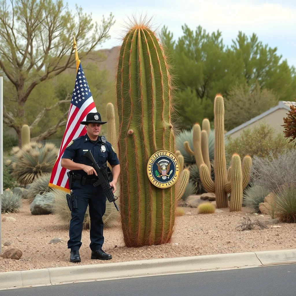 police guarding a cactus president