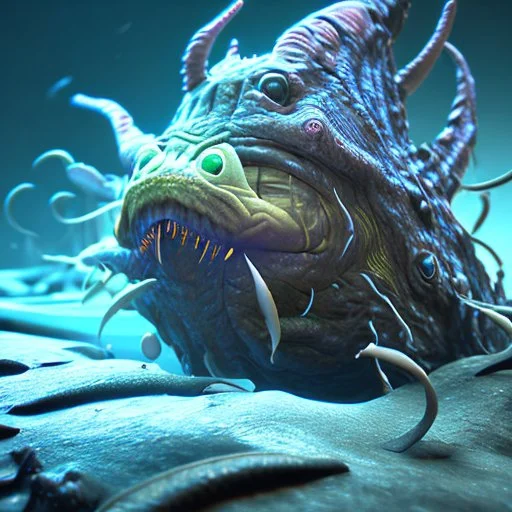 fluid ink angler fish creature, unreal engine 5, 8k resolution, photorealistic, ultra detailed